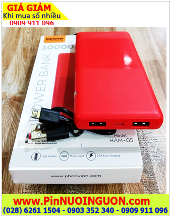 HAMMER HAM-05, Pin Sạc dự phòng HAMMER HAM-05 Powerbank 10 000mAh |BẢO HÀNH 1 NĂM 